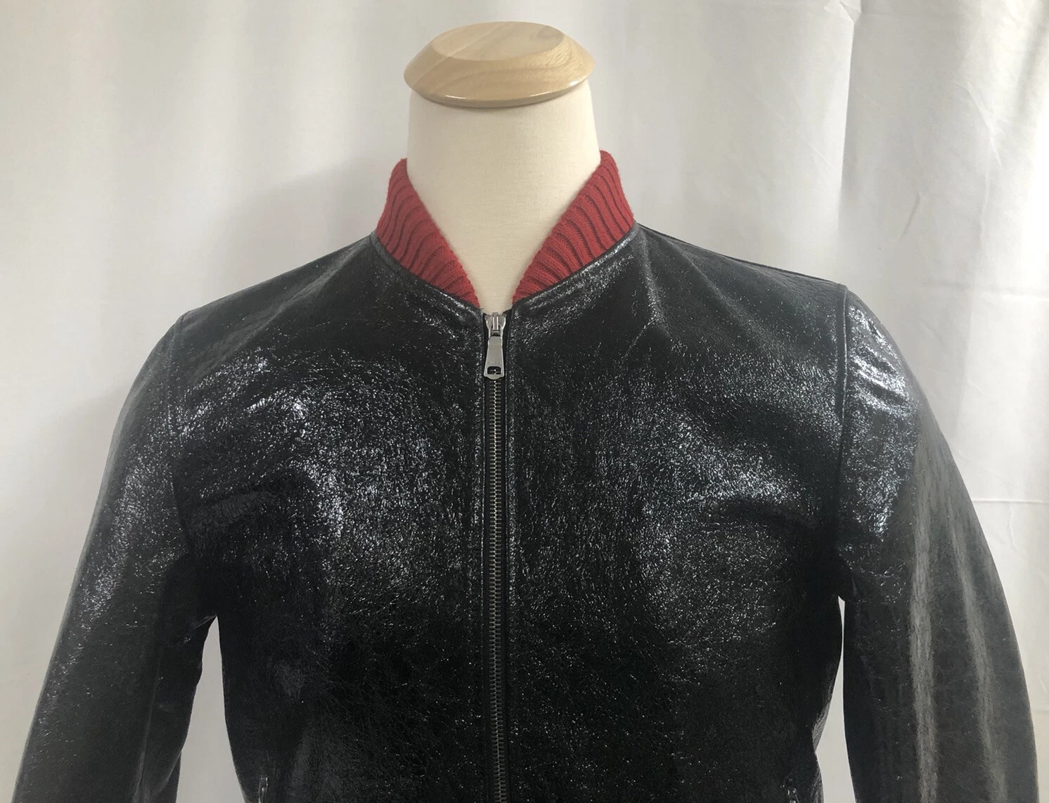 Bomber rete in pelle di capra incrinata nuovo con etichette Gucci ""Biddenden Road"" 48EU 38US $4950 00