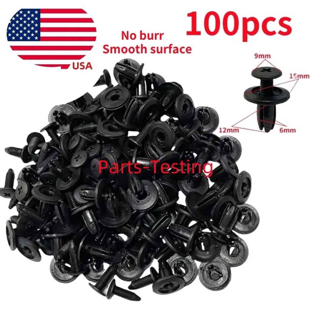100pcs 6mm Push-In Car Fender Bumper Fastener Clips Retainer Rivets Automotive Trim