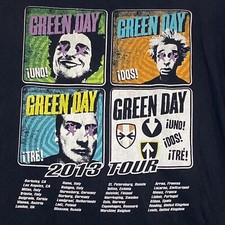 Green Day Shirt Mens Large Uno Dos Tre 2013 tour Punk Rock Band Tee