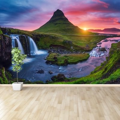 Tulup Fototapete Selbstklebend Einfach ablösbar Mehrfach klebbar Kirkjufell Vulk