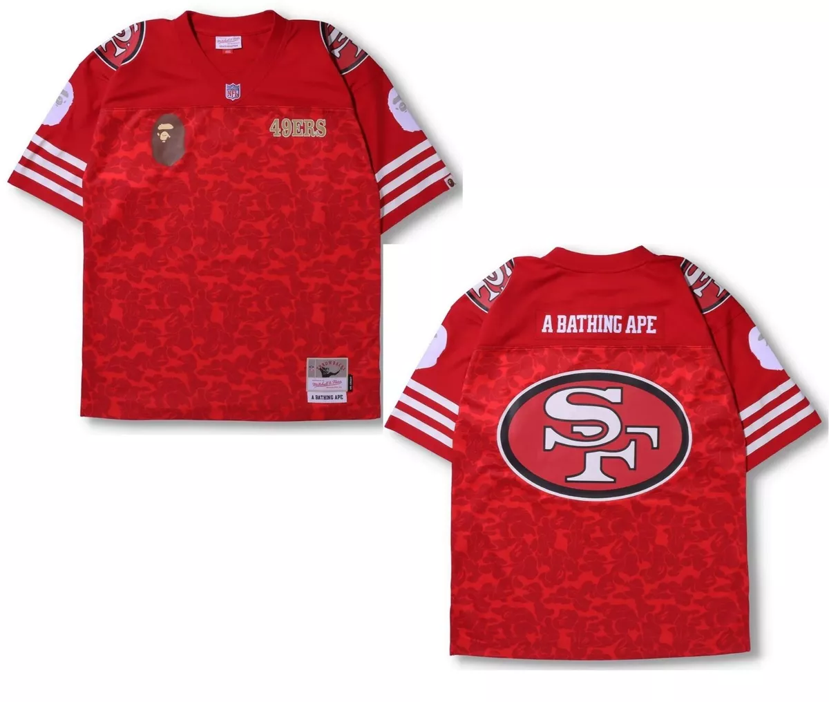 Bape x Mitchell & Ness NFL San Francisco 49ers Legacy Jersey Red Size M NWT