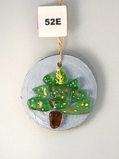 Genuine Sea Glass Christmas Tree Painted with multi colored ornaments 52E