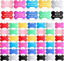 50 Pcs Blank Dog Pet Tags for Engraving 38Mm Aluminum Bone Shape Name Tag Colorf