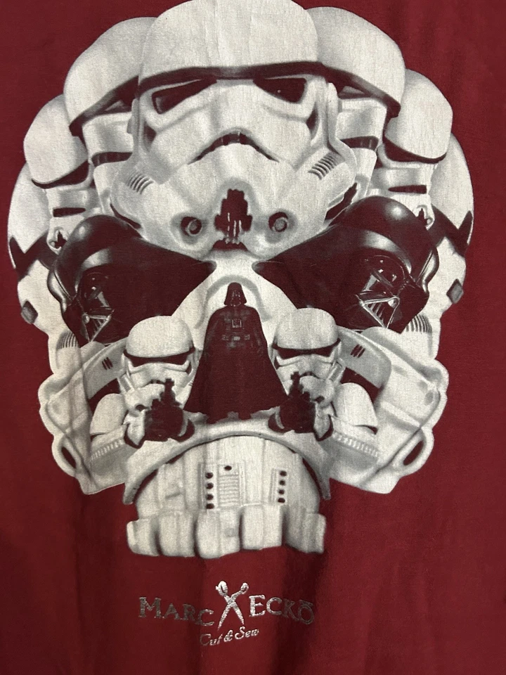 Camisa Marc Ecko Star Wars Corte y Costura Vader Stormtrooper Calavera Granate Para Hombre XXXL Foto 2 de 3
