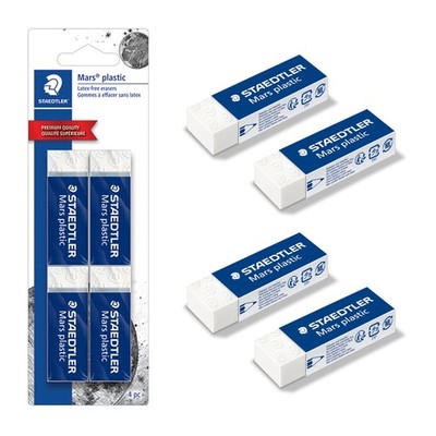 STAEDTLER Mars Plastic Vinyl Erasers 4-Pack, White Erasers for Clean  Precise...