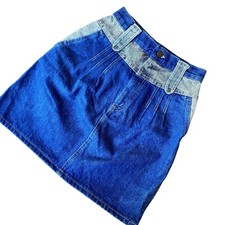 Vintage 80's Sunset Blues By Chic High Waisted Denim Mini Skirt 9