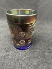 Leaf And  Grape Colbalt Blue  Carnival Glass Tumbler — photo 3