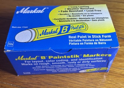 One Box of 12 Markal B White Chalk Paintstik Marker 80220 Multiple Available