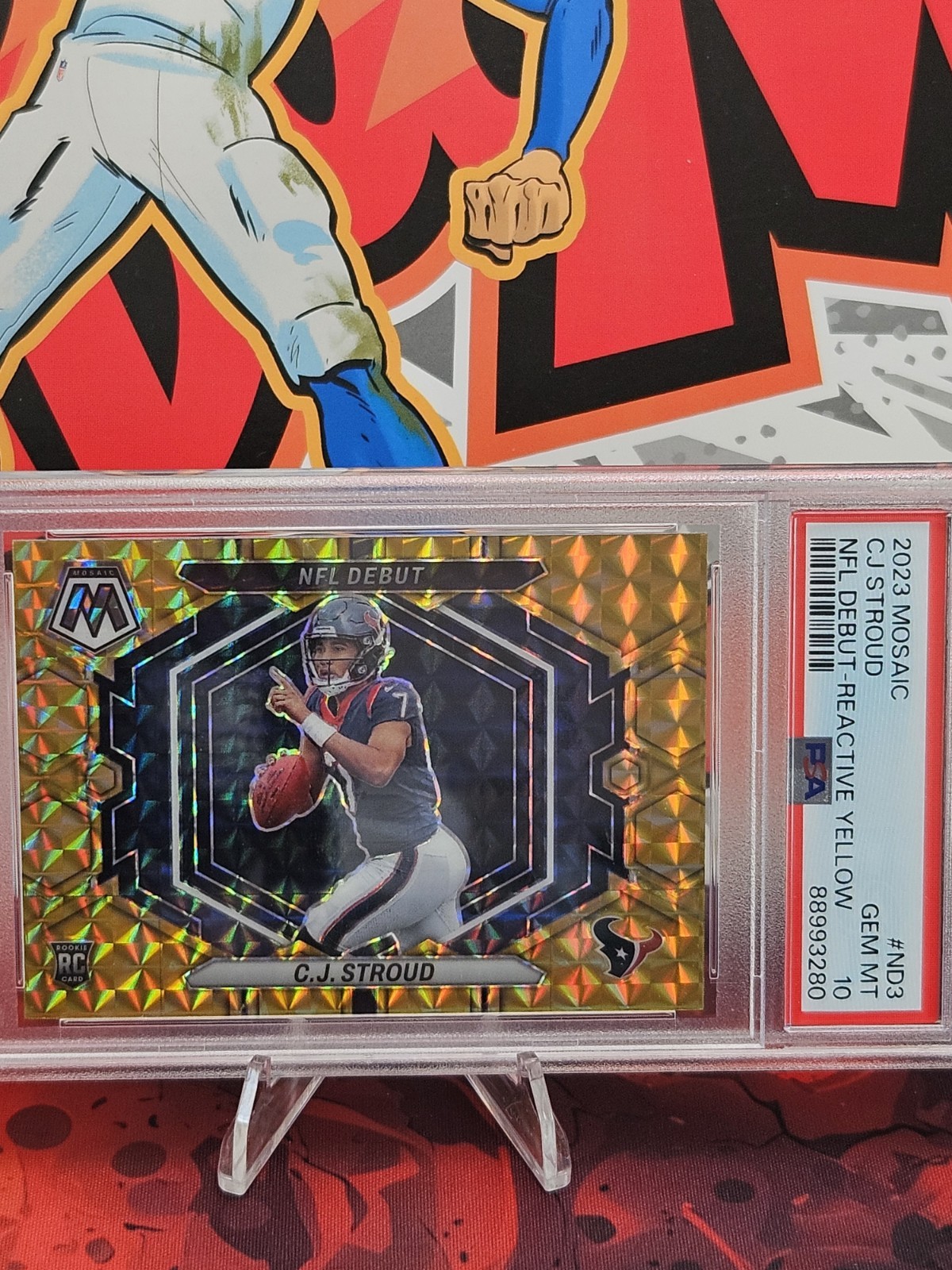 2023 Panini Mosaic CJ Stroud NFL Debut - Reactive Yellow RC Rookie PSA 10 GEM MT