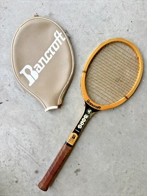Vintage Bancroft Bjorn Borg Personal Wooden Tennis Racket 4 1/2 USA w/ Cover - Photo 1/4