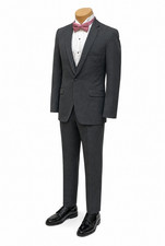 Boys Allure Steel Grey Tuxedo with Flat Front Pants Two Piece Suit Size 6