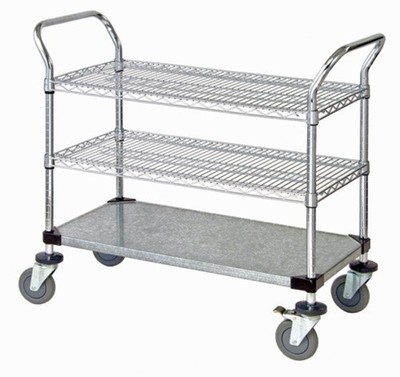 Quantum Storage Systems - WRC-1848-3CG - Utility Cart 2 Wire, 1 Solid Shelf