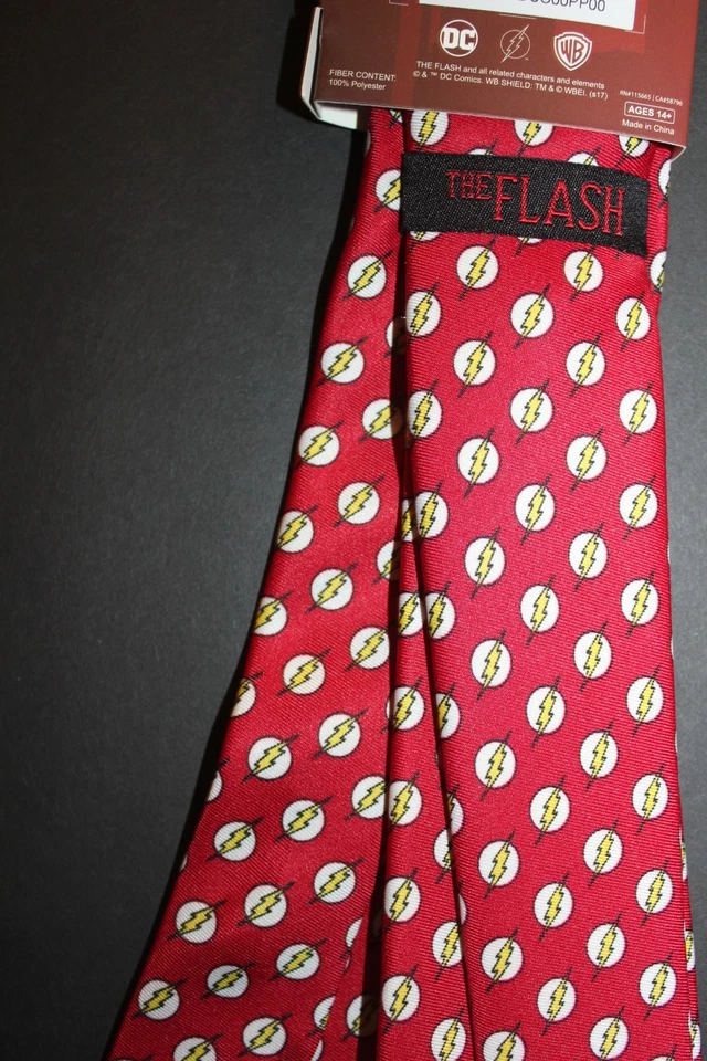Corbata Roja The Flash DC Comic Superhéroe Nuevo Logo Rayos Auténtica Foto 4 de 4