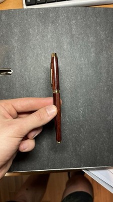 Vintage Parker Sonnet Rollerball Pen - Wood / Red Lacquer Effect & Gold Trim
