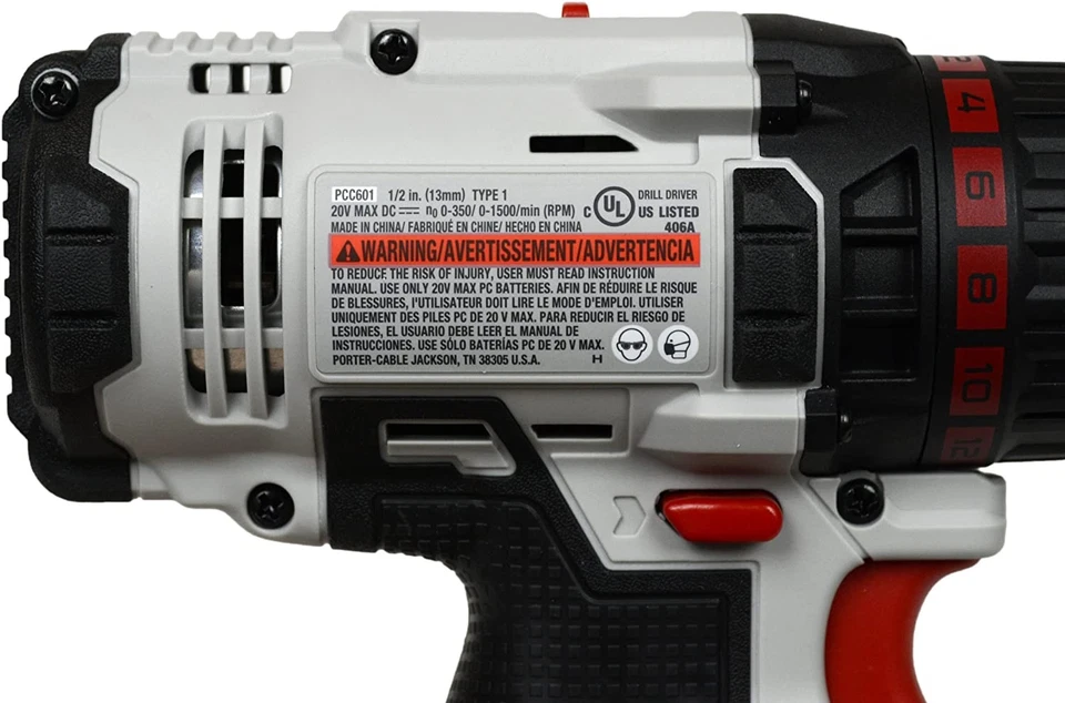 PORTER CABLE PCC601 Max 20 Voltios Iones de Litio Inalámbrico 1/2" Taladro Driver HERRAMIENTA SOLAMENTE Foto 3 de 4