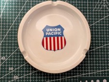 Vintage Union Pacific Railroad Ashtray, Percaline w/Gold Trim, No chips/cracks