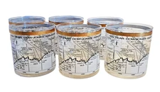 Cera Glassware Dow-Jones 10-Year (1958-68) - Set of 6 Lowball/Rocks Glasses 8 oz