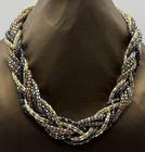 Chunky Braided Mesh Chain Statement Necklace Mixed Metal Fashion Jewellery