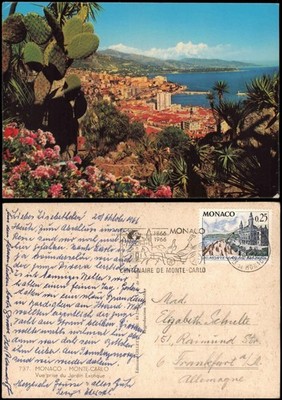 Postcard Monaco Vue prise du Jardin Exotique 1966  gel. Stempel