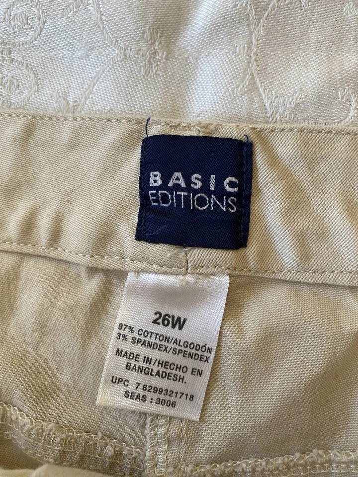 Basic Editions Women’s Cotton Stretch Khaki Cropped Pants Plus Size 26W - Image 3 of 4