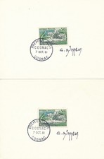 France 1961 variété N° 1314 avec et sans péniches Cognac signés graveur Durrens