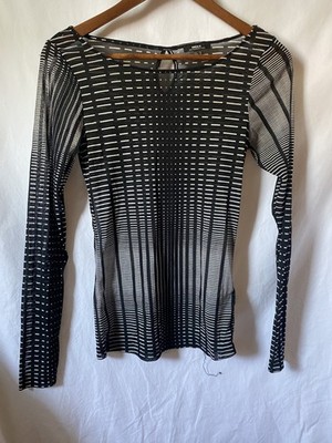 Black and White Sheer Mesh Top 90s Galliano Rave esque 