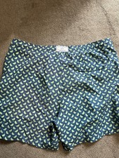 Southern Tide Men's Blue W/ Limes Lined Swim Trunks Size Large 5.5" Inseam