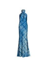Halston Corinne Printed Satin Halter Gown