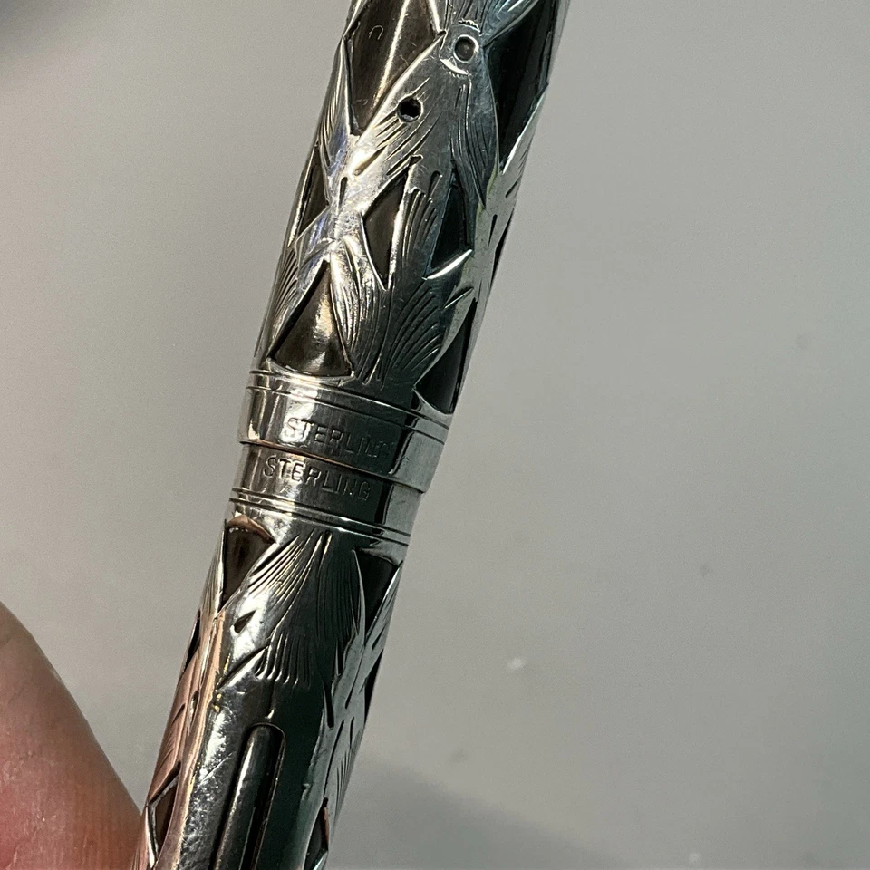 PLUMA ESTILOGRÁFICA WATERMAN'S IDEAL PLATA ESTERLINA 452 1/2 V 1915-1920. 3 3/4 pulgadas (S969 Foto 4 de 4