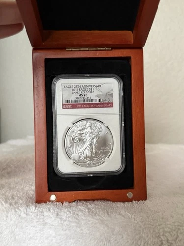2011-NGC MS70,  AMERICAN SILVER EAGLE 25TH ANNIVERSARY