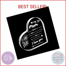 Birthday Gifts for Mom from Daughter Son, Unique Mom Acrylic Heart Plaque Desk P