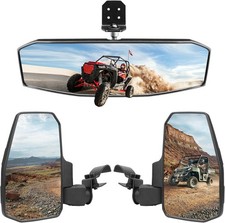 UTV Side Mirrors Center Rearview Mirror Kit,Compatible with Polaris Ranger 100