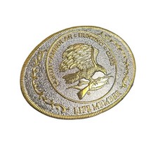 Belt Buckle North American Hunting Club Life Member 4x3 Silver  Golden Tone