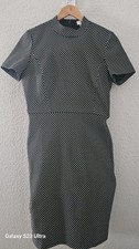 J Crew Short Sleeved Sheath Dress Black w/ White & Gold Dots Fully Lined Sz 6
