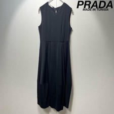 USED RARE, BEAUTIFUL PRADA RAYON DRESS WITH MODIFIED SLEEVELESS DESIGN, BLACK,