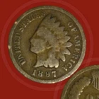 1897 Indian Head Penny One Cent Coin, XF Philadelphia Mint