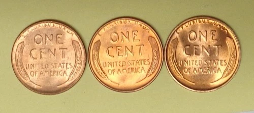 1954 PDS Set Lincoln Wheat Pennies Red BU Lustrous From Original Bank Rolls