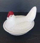 Vintage Westmoreland White Milk Glass Hen On Nest Dish Westmoreland Marked