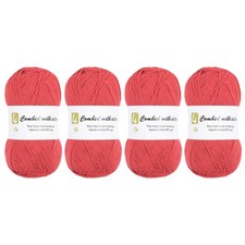 Cotton Yarn,Soft Knitting Yarn 4 Packages of 100g/3.52oz/ Watermelon Red