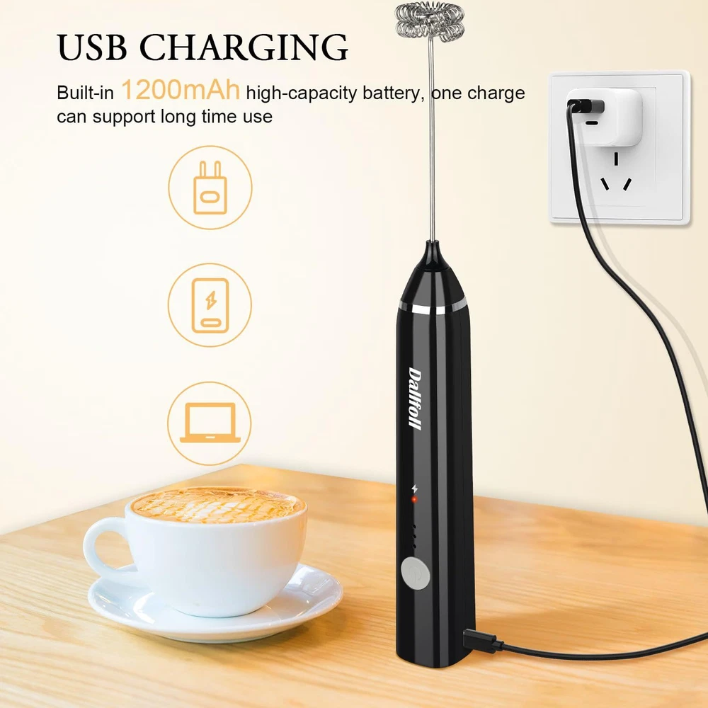 Milk Frother Handheld,USB Rechargeable Electric Foam Wand Maker for Coffee, 3... Milk Frother Handheld,USB Rechargeable Electric Foam Wand Maker for Coffee, 3...