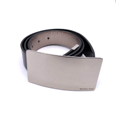 Michael Kors Genuine Leather Silver Buckle Belt Women display picture 1