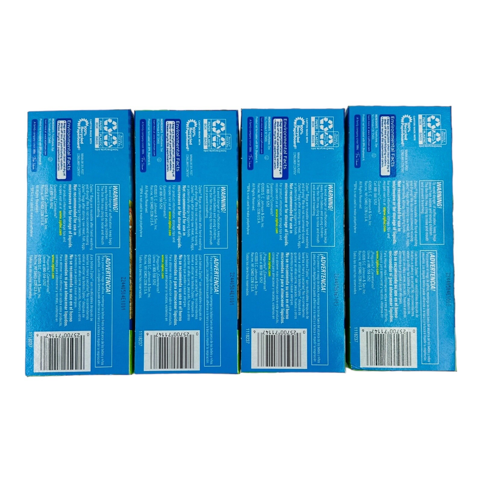 4 Boxes Ziploc Sandwich Bags Grip 'n Seal 90 Bags/Box 6-1/2" x 5-7/8"