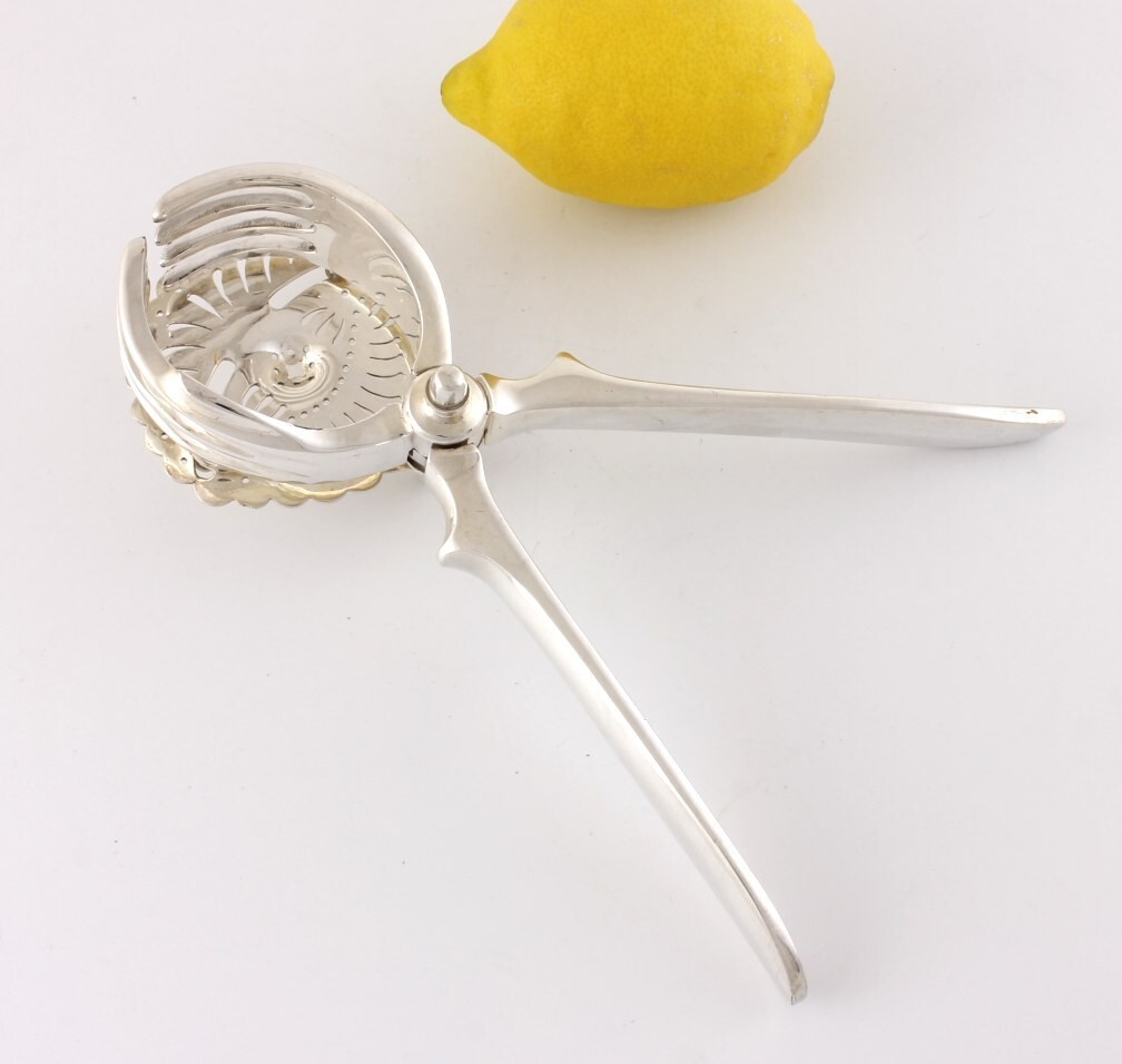 Antique Silver Plated Lemon Press. Vintage Citrus Fruit