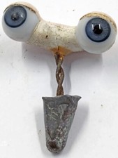 Vintage German Antique Hand Blown Rocker Glass Doll Eyes Blue About 9mm E3-18