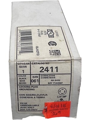 New Leviton 2411 Grounding Locking Plug  Fast Shipping 
