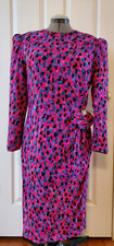 Vintage Flora Kung New York 100 Silk Abstract Print Lined Dress Formal Size 10