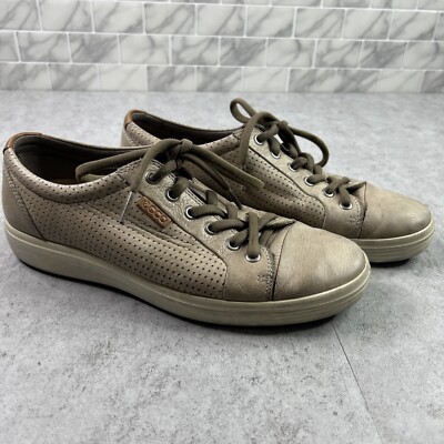 Ecco Mens Sneakers US 41 EU Tan Taupe Soft Perforated Leather Danish  Design Australia