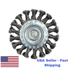 5 Pack - 4" x 5/8-11" Knot Wheel Wire Brush  Twist Knotted NIKATTO USA STOCK