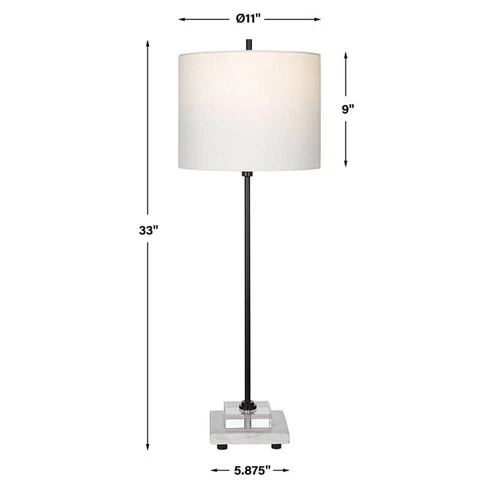 Uttermost Ciara Sleek and Simple Metal Buffet Lamp in White/Satin Black - Picture 8 of 8