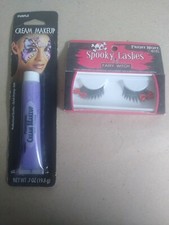 Set of 2 Fun World Purple Cream Makeup and spooky lashes by Fright Night